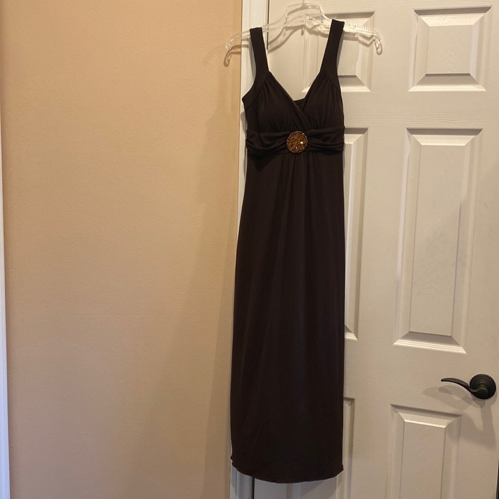 Enfocus Petite sleeveless padded maxi dress with bead and faux stone accents